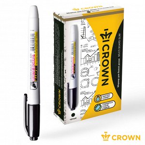 Маркер для белых досок Crown ""Multi Board Slim"" черный, пулевидный, 2мм