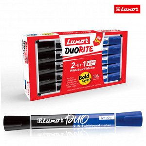 Маркер для белых досок двухсторонний Luxor ""Duorite"" черный/синий, пулевидный, 1-3мм