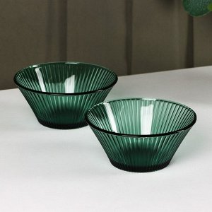 Набор стеклянной посуды «Вино Верде», 5 предметов: 2 стакана 330 мл, 2 тарелки 280 мл, салатник 1,6 л, цвет зелёный