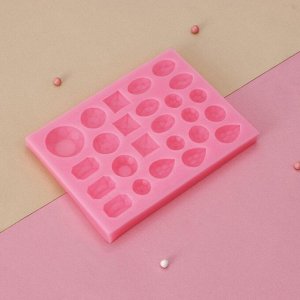Силиконовый молд Доляна «Драгоценные камни», 13,4x9,8 см, цвет розовый