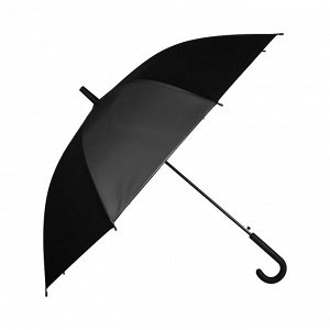 Зонт трость черный, ручка черная, полуавтомат, 8 СПИЦ