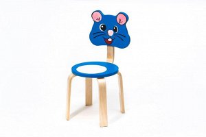 Детский стульчик Мордочка Мышка (Цвет каркаса:Береза, Цвет сиденья и спинки стула:Голубой)