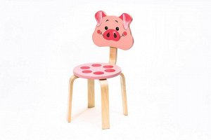 Детский стульчик Мордочка Поросёнок (Цвет каркаса:Береза, Цвет сиденья и спинки стула:Розовый)