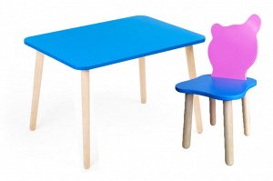 Комплект детской мебели Джери с голубым столиком (Цвет столешницы:Голубой, Цвет сиденья и спинки стула:Розово-голубой)