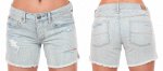 Светлые джинсовые шорты American Eagle со сквозными потёртостями и соблазнительными разрезами на бёдрах. Кис-кис-кис, мальчики №