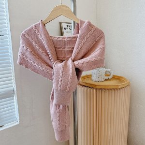 Женский шарф-накидка с капюшоном, с узором, цвет розовый