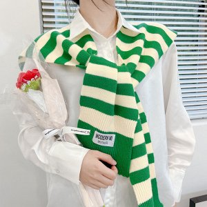 Женский шарф-накидка с капюшоном, принт "полоска", цвет зеленый