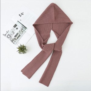 Женский шарф-накидка с капюшоном, цвет розовый