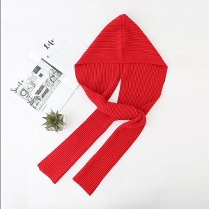 Женский шарф-накидка с капюшоном, цвет красный