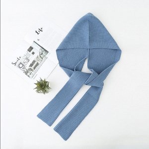 Женский шарф-накидка с капюшоном, цвет синий