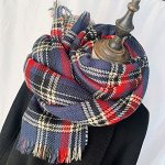 Женский шарф, принт &quot;клетка&quot;, цвет синий/красный