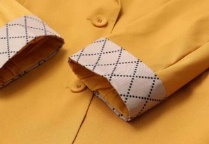 Легкий пиджак с лацканами, с клетчатыми манжетами, желтый