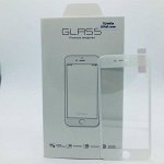 Защитное стекло 3D Iphone 8/7 (белое) с силиконовыми краями на весь экран (в упаковке)