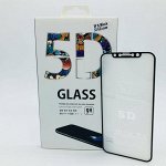 Защитное стекло 5D-премиум iPhone X (черное) скругл.край в упаковке на весь экран