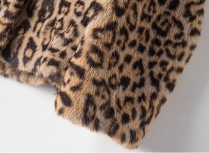 Женская леопардовая шуба из искусственного меха