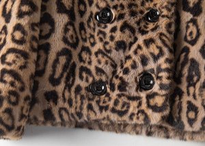 Женская леопардовая шуба из искусственного меха
