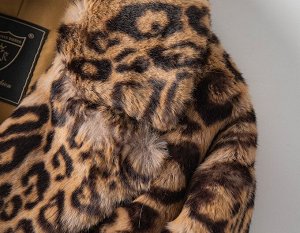 Женская длинная леопардовая шуба из искусственного меха