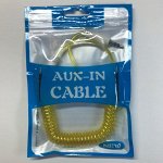 Кабель AUX Jack 3.5mm-Jack 3.5mm пружина силиконовый желтый в упаковке