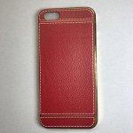 Силиконовый чехол Iphone 5,5S (красный,под кожу с прострочкой )