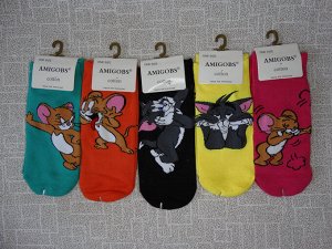 Хлопковые носки с принтами Том и Джерри. Подарок девушке