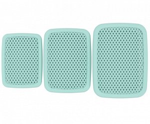 Набор корзинок с крышками для хранения «Ромбики» (340×250×170мм) (3шт) (мята)