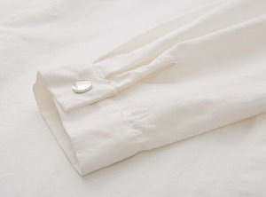 Рубашка хлопковая удлиненная свободная, на кнопках, белый