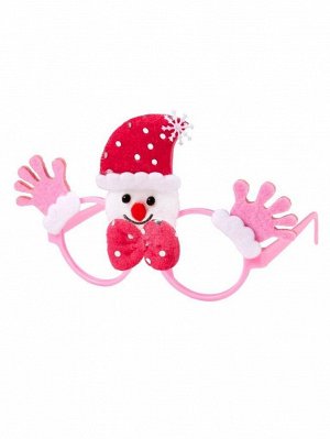 Маскарадные очки Розовый Снеговик из полипропилена с декором из нетканого материала (полиэфирные волокна) / 20x16см