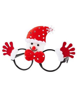 Маскарадные очки Красный Снеговик из полипропилена с декором из нетканого материала (полиэфирные волокна) / 20x16см