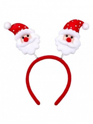 Маскарадное украшение на голову Дед Мороз в красной шапке из полипропилена с декором из нетканого материала (полиэфирные волокна) / 1,5x18x23см