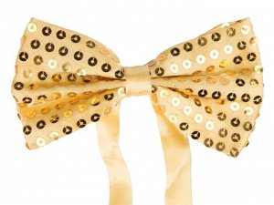 Маскарадный галстук-бабочка ЗОЛОТО (10 см, полиэстер)