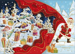 Новогодний плакат Подарок с окошками-сюрпризами, из картона / 41,5*29,5см