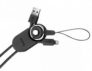 Кабель Hoco U21 Lightning - USB на ремешке черный