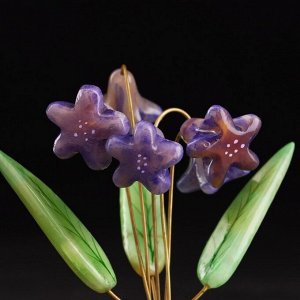Сувенир "Цветы Колокольчики", 5 цветков, фиолетовые, селенит