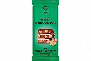 «O'Zera», шоколад молочный с цельным фундуком  Milk & Extra Hazelnut, 90 г