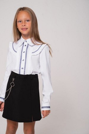 Блузка для девочки, кружево, длинный рукав