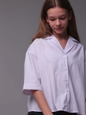 Блузка для девочки, укороченная, цвет белый