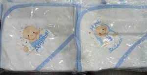Пеленка детская купальная махровая с рукавичкой 80*80 см цвет Голубой ассорти