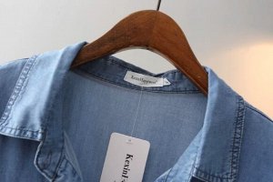 Рубашка из облегченной джинсы (tensel) на пуговицах, синий