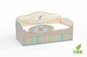 224511--Диван-кровать для девочек MIA , с бортиком ,цвет бежевый, размеры 163*83*86 см.