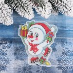 Наклейка на стекло &quot;Снеговик на роликах&quot; 15*20 см