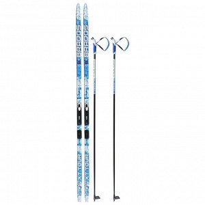 Комплект лыжный: пластиковые лыжи 190 см без насечек, стеклопластиковые палки 150 см, крепления NNN, цвета МИКС