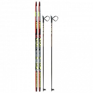 Комплект лыжный: пластиковые лыжи 190 см без насечек, стеклопластиковые палки 150 см, крепления NNN, цвета МИКС