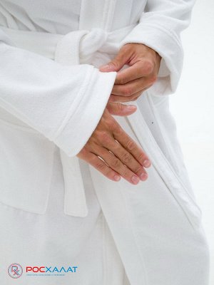 Белый махровый халат с планкой  унисекс белый МЗ-09 (1)
