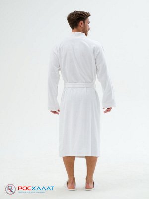 Белый махровый халат с планкой  унисекс МЗ-09 (1)