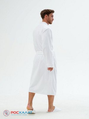 Белый махровый халат с планкой  унисекс МЗ-09 (1)