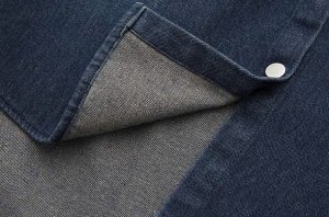 Рубашка джинсовая свободного кроя в ретро стиле, синий