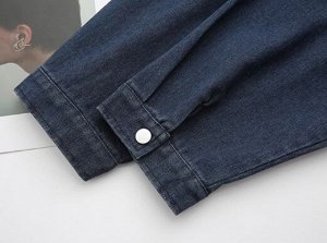 Рубашка джинсовая свободного кроя в ретро стиле, синий