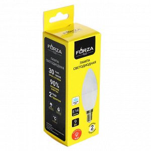 FORZA Лампа светодиодная свеча С37 9W, E14, 4200К