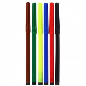 ClipStudio Фломастеры 6 цветов с цветным колпачком, пластик, в ПВХ пенале
