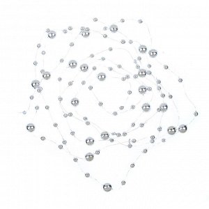 СНОУ БУМ Бусы декоративные, шары разных диаметров, 200см, пластик, цвет серебро (VS)